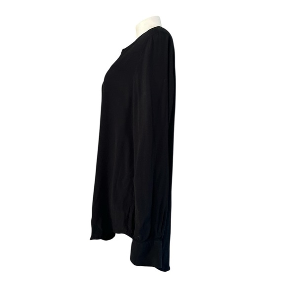 J.Crew Crepe Henley Popover Tunic Blouse Black Long Sleeve Women’s M - Picture 4 of 13